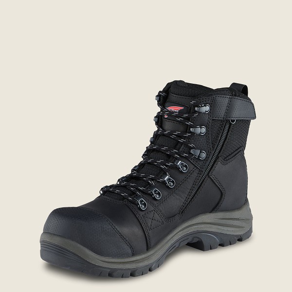 Red Wing Safety Boots Mens Black - Trades - 6-inch Side-zip Waterproof Toe - 9023561-FD